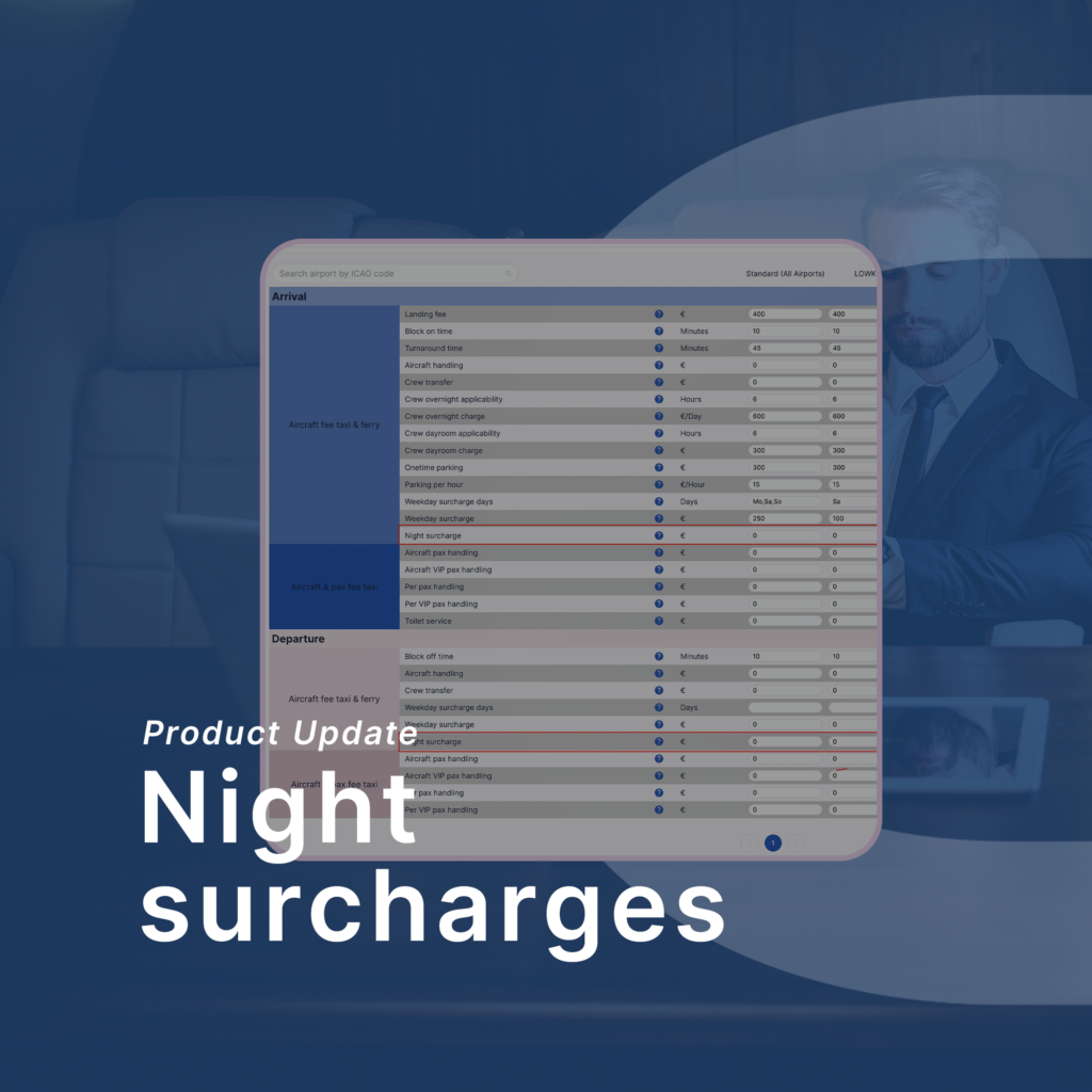 Night surcharges product updates,charter,booking,time Product updates