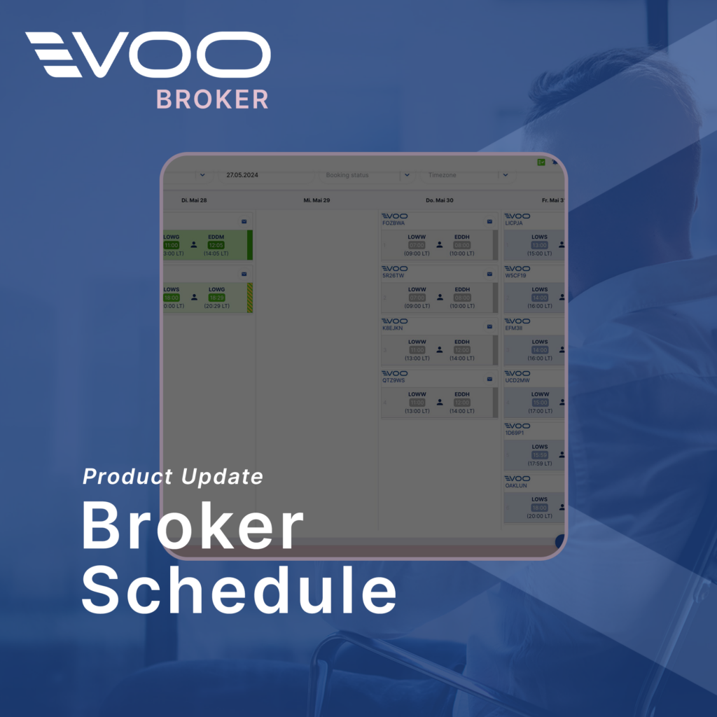 Broker schedule product updates,charter,booking,time Product updates