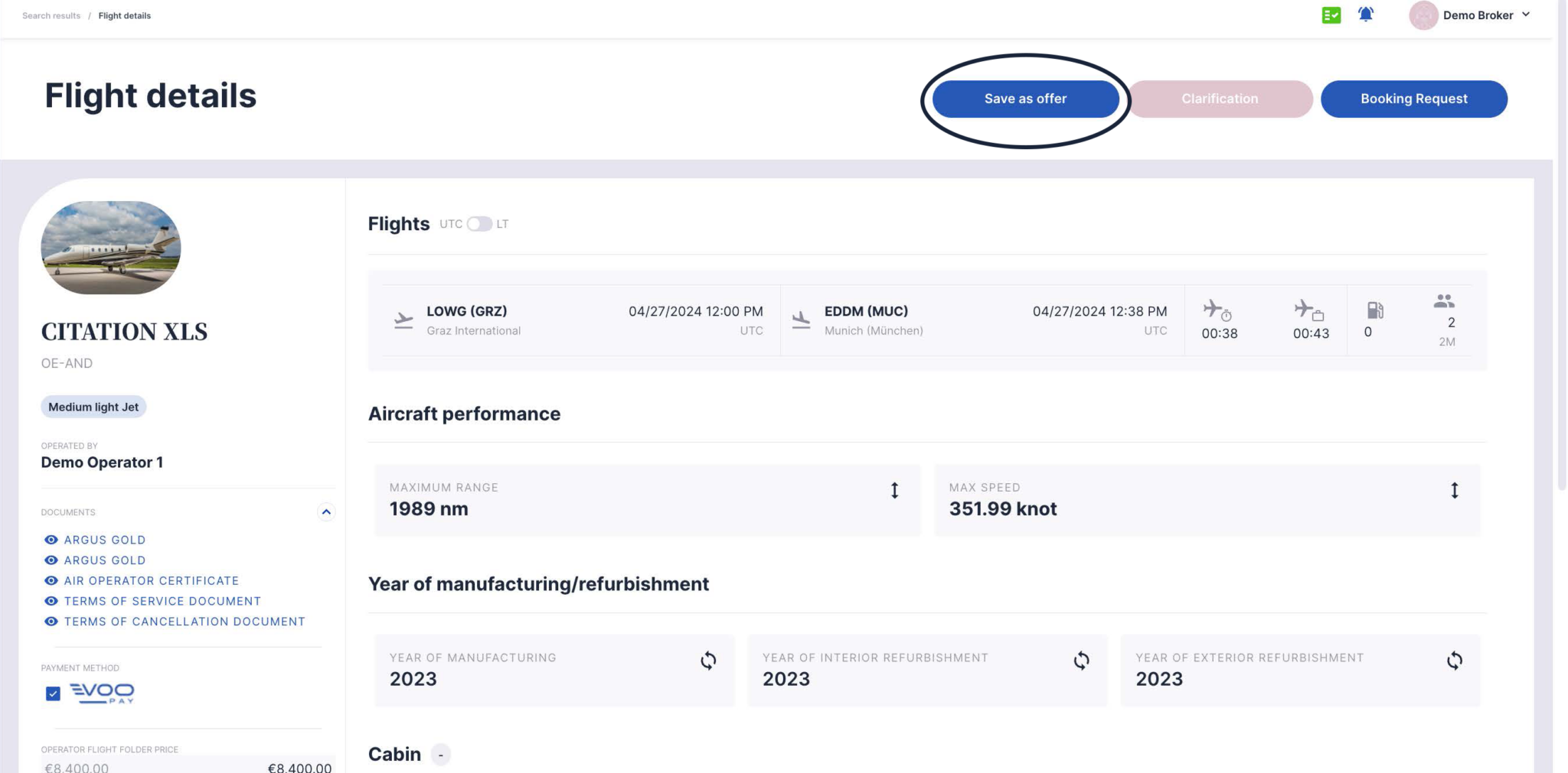 End client offer picture 1 with circle 1 Product Updates - Direct End Client Offer Creation from Flight Folder